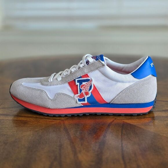 Polo Ralph Lauren Train 90-SK-ATH P-Wing Shoes White Grey Blue Red Men's 10.5 LE - Picture 9 of 14